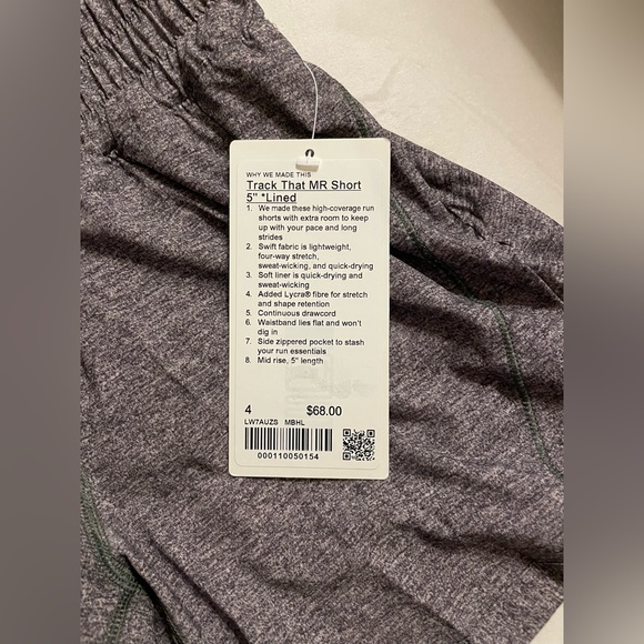 NWT Lululemon Track That Mid Rise 5” Lined Short Size 4 Heather Lux multi Black - Picture 9 of 9